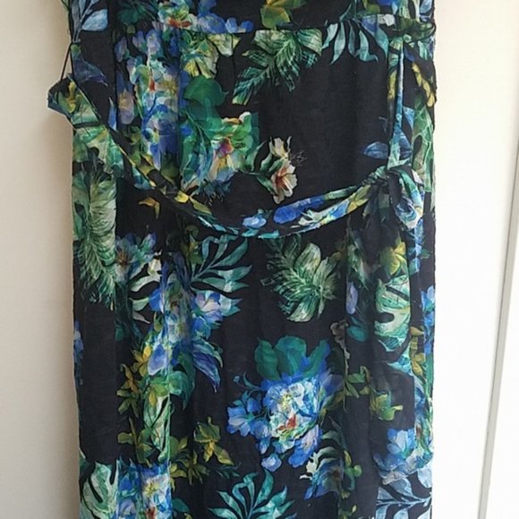 Adrianna Papell Tropical Print Burnout Textured Maxi Dress Sz 12 NWT - Picture 8 of 11